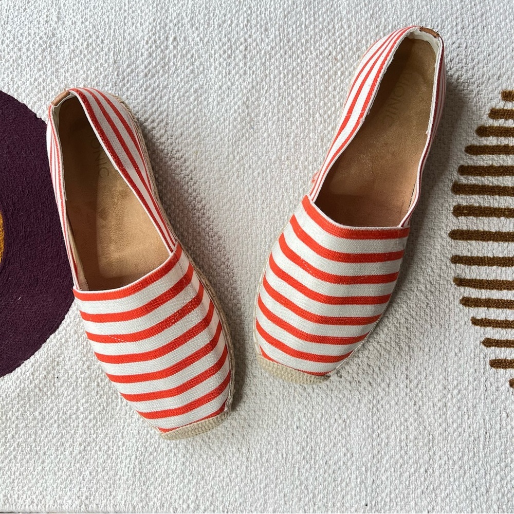 Vionic Orange and White Striped Espadrilles